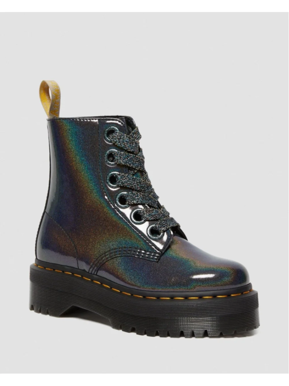 Dr Martens VEGAN MOLLY Iridescent RAINBOW PLATFORM BOOTS